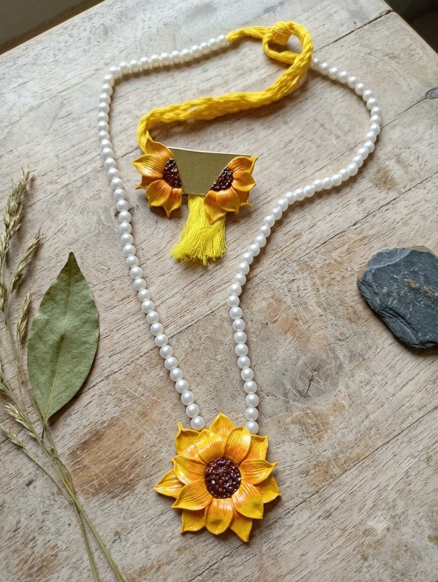 Sunflower clay jwelary